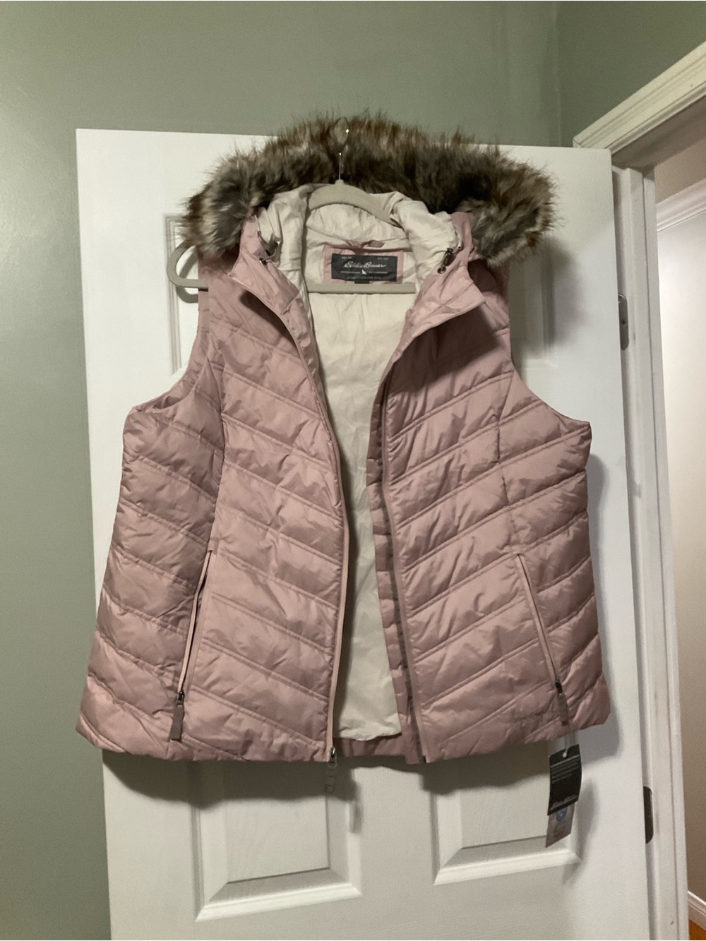 Quilted Faux-Fur Hooded Vest - Blush Pink